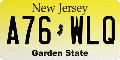 NJ license plate A76WLQ