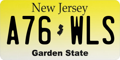 NJ license plate A76WLS