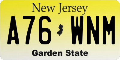 NJ license plate A76WNM
