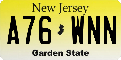 NJ license plate A76WNN