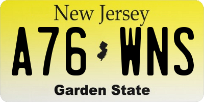 NJ license plate A76WNS