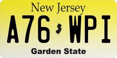 NJ license plate A76WPI