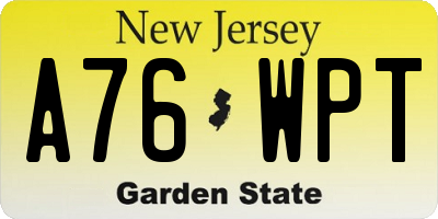 NJ license plate A76WPT
