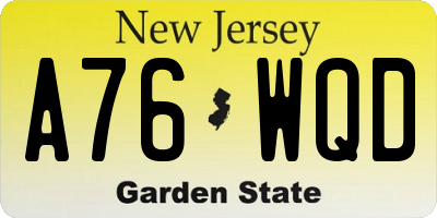 NJ license plate A76WQD