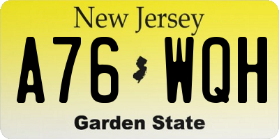 NJ license plate A76WQH