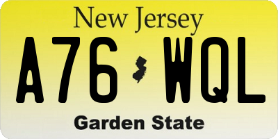 NJ license plate A76WQL