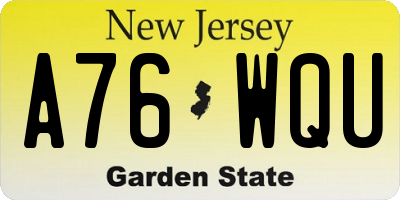 NJ license plate A76WQU