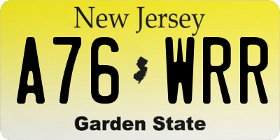 NJ license plate A76WRR