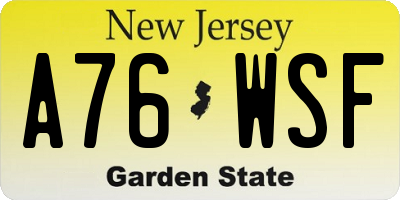 NJ license plate A76WSF