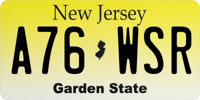 NJ license plate A76WSR