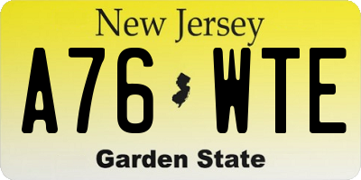 NJ license plate A76WTE