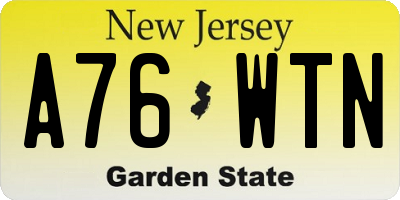 NJ license plate A76WTN