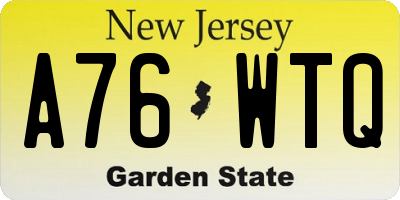 NJ license plate A76WTQ