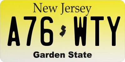 NJ license plate A76WTY