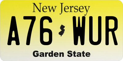 NJ license plate A76WUR