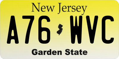 NJ license plate A76WVC
