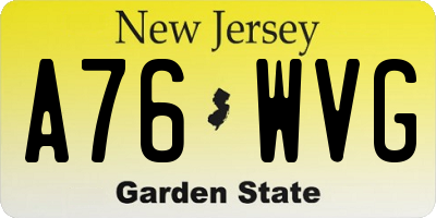 NJ license plate A76WVG
