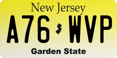 NJ license plate A76WVP
