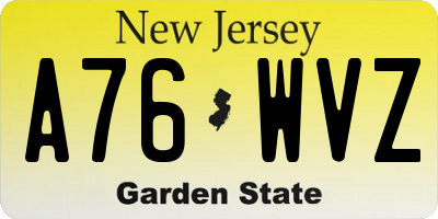 NJ license plate A76WVZ
