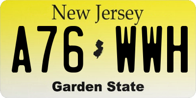 NJ license plate A76WWH