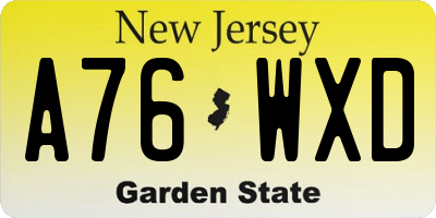 NJ license plate A76WXD