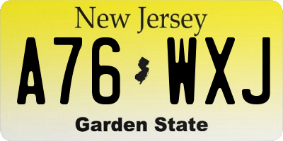 NJ license plate A76WXJ