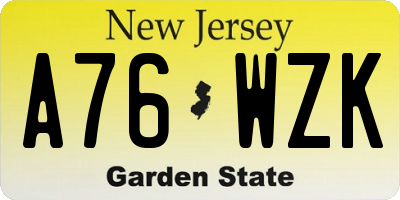 NJ license plate A76WZK