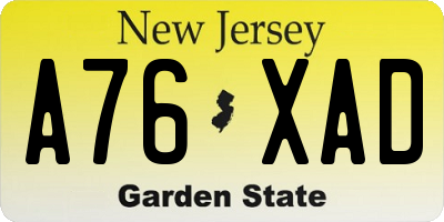 NJ license plate A76XAD