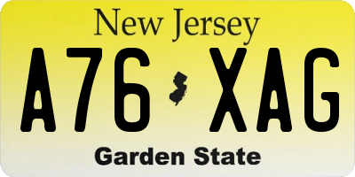 NJ license plate A76XAG