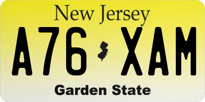 NJ license plate A76XAM