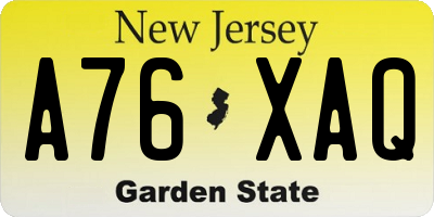 NJ license plate A76XAQ