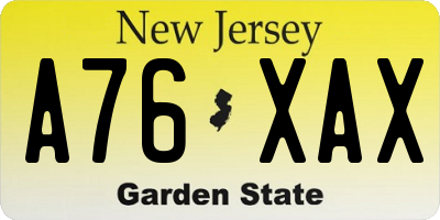 NJ license plate A76XAX
