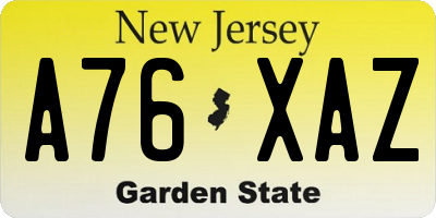 NJ license plate A76XAZ