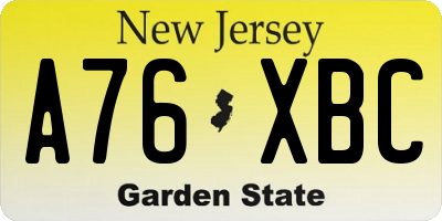 NJ license plate A76XBC