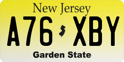 NJ license plate A76XBY
