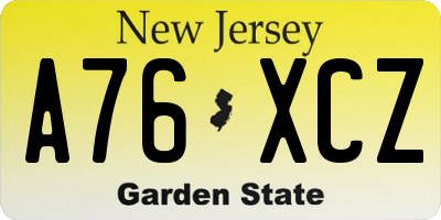 NJ license plate A76XCZ