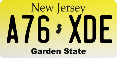 NJ license plate A76XDE