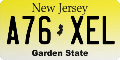 NJ license plate A76XEL