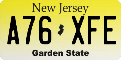 NJ license plate A76XFE