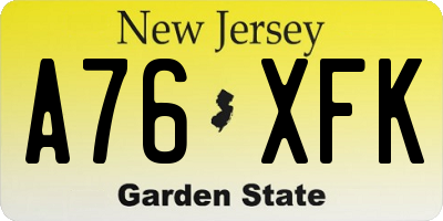 NJ license plate A76XFK