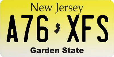 NJ license plate A76XFS