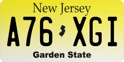 NJ license plate A76XGI