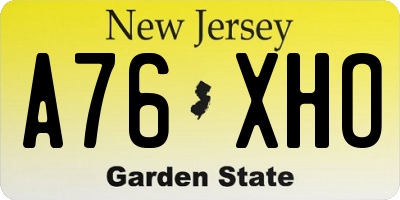 NJ license plate A76XHO