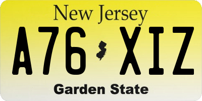 NJ license plate A76XIZ