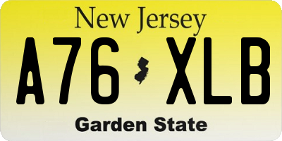 NJ license plate A76XLB