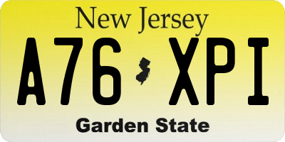 NJ license plate A76XPI