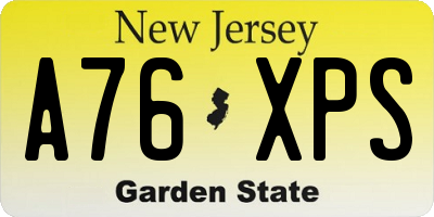 NJ license plate A76XPS