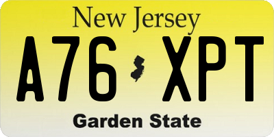 NJ license plate A76XPT