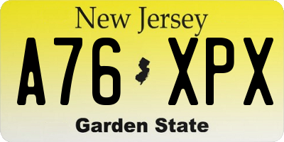 NJ license plate A76XPX