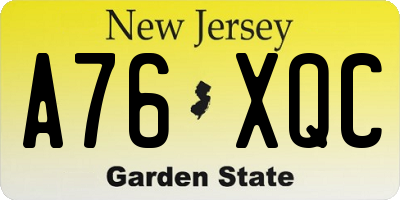 NJ license plate A76XQC